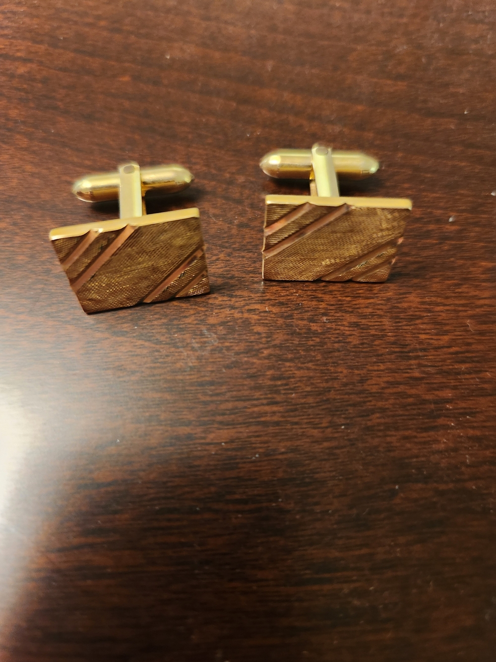 Gold-Tone Textured Square Cufflinks - Men's Accessories